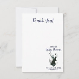 Rustic Deer Head Blue Floral Baby Girl Vielen Dank Dankeskarte
