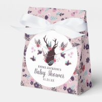 Rustic Deer Head Mauve Floral Girl Baby Dusche