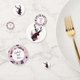 Rustic Deer Head Mauve Floral Girl Baby Dusche Konfetti