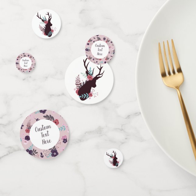 Rustic Deer Head Mauve Floral Girl Baby Dusche Konfetti (Gruppe)