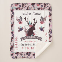 Rustic Deer Head New Baby Girl Birth Record Stats Sherpadecke
