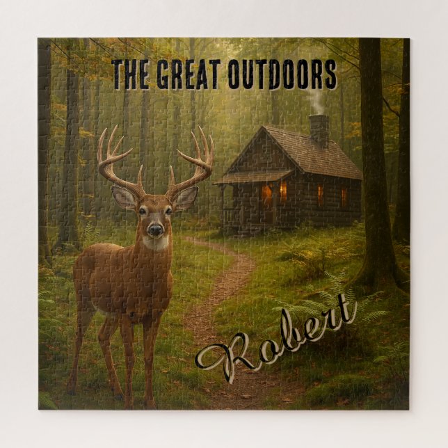 Rustic Deer Hunting Cabin Forest Signature Name (Vertikal)