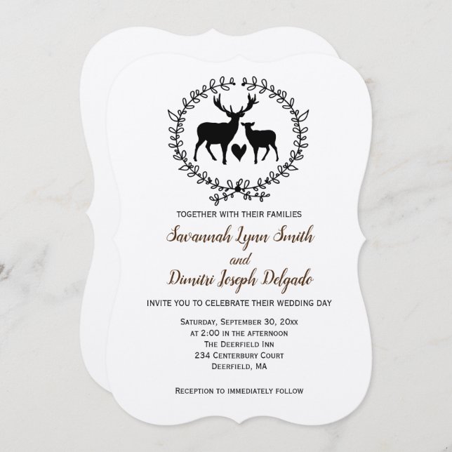 Rustic Deer Kraft Wedding Einladung (Vorne/Hinten)