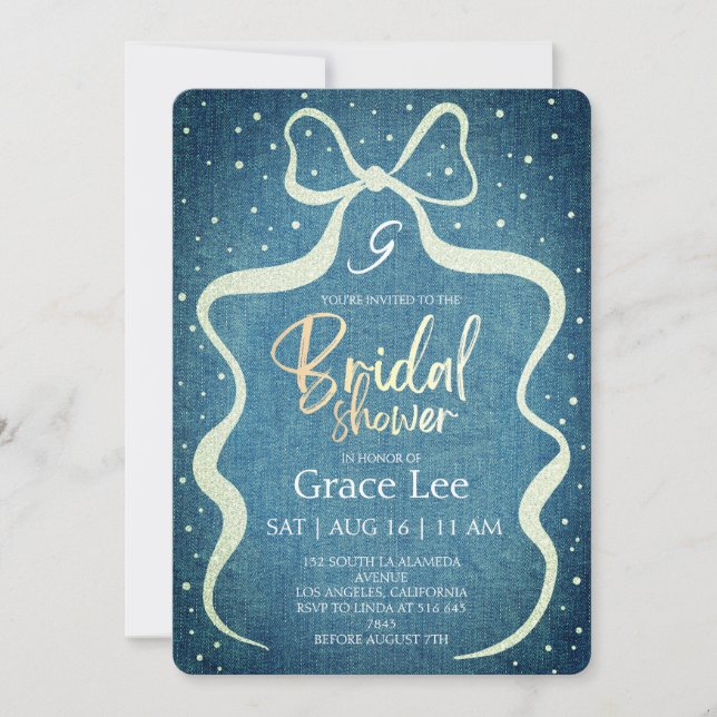 Rustic Denim Bridal Shower Invitation Einladung (Vorderseite)
