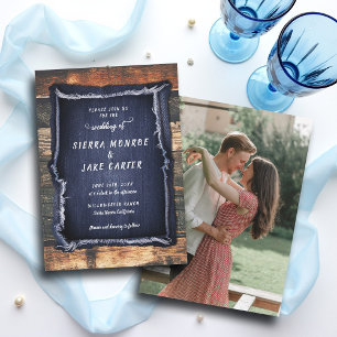 Rustic Denim handgeschriebene Country Cowboy Weddi Einladung