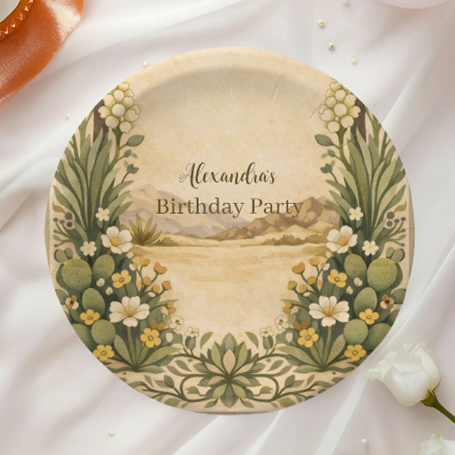 Rustic Desert Botanicals Birthday Pappteller (Von Creator hochgeladen)
