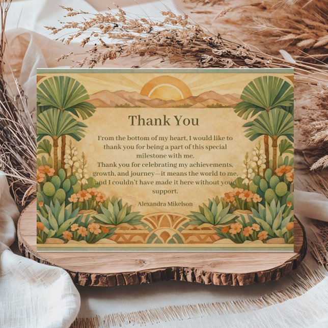 Rustic Desert Florals Birthday Dankeskarte (Von Creator hochgeladen)