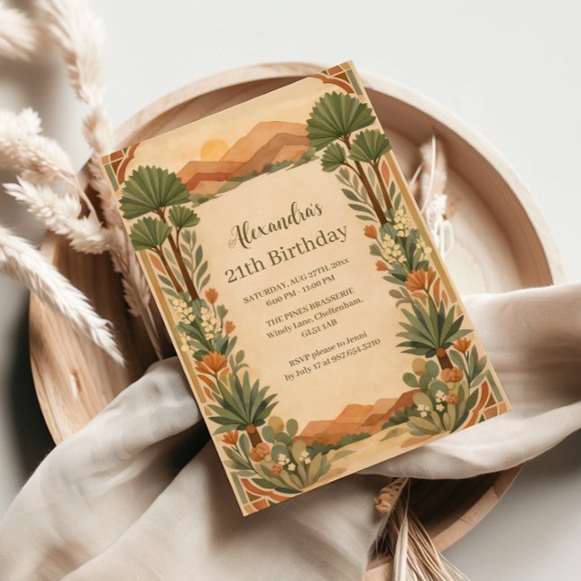 Rustic Desert Florals Birthday Einladung (Von Creator hochgeladen)