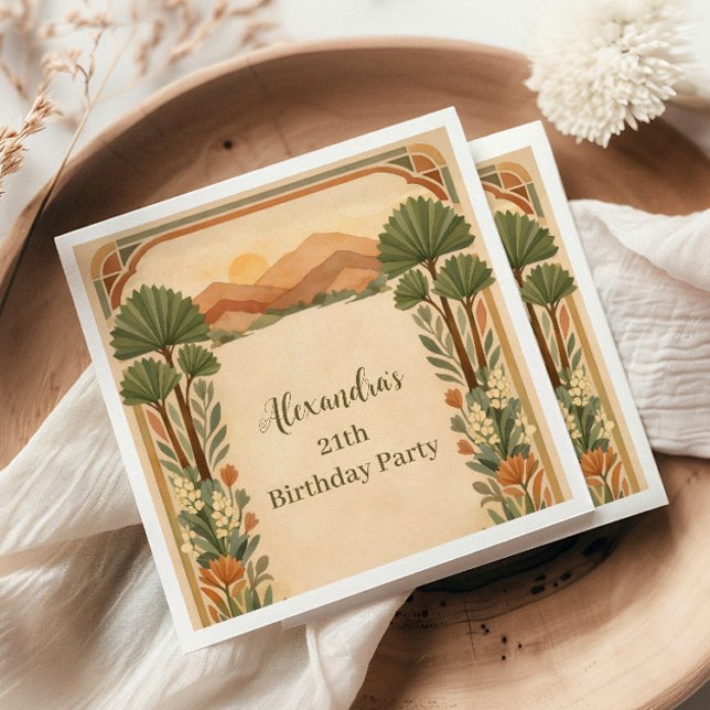 Rustic Desert Florals Birthday Serviette (Von Creator hochgeladen)