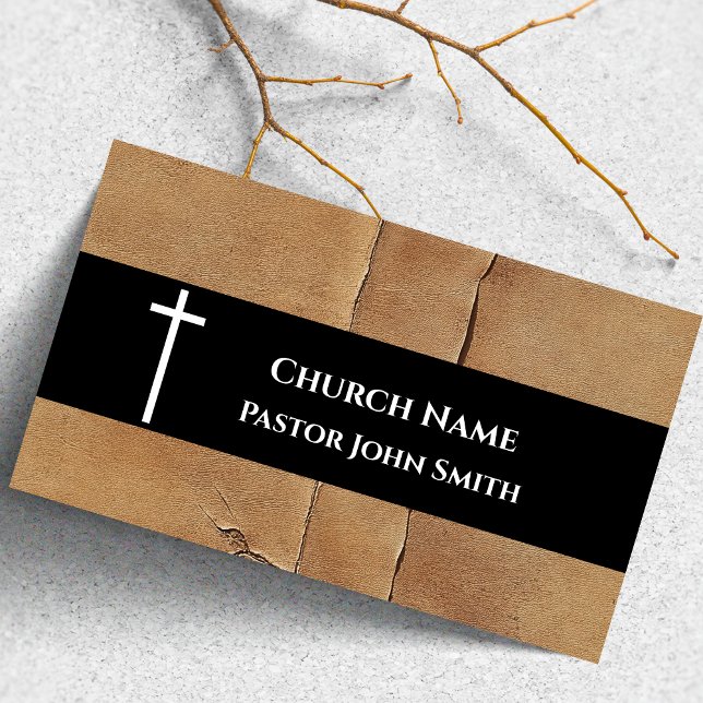 Rustic Desert Hide Brown Leather Church Visitenkarte (Rustic Desert Hide Brown Leather Church Business Card)