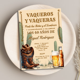 Rustic Desert Mexican Cowboy Spanish Birthday Einladung