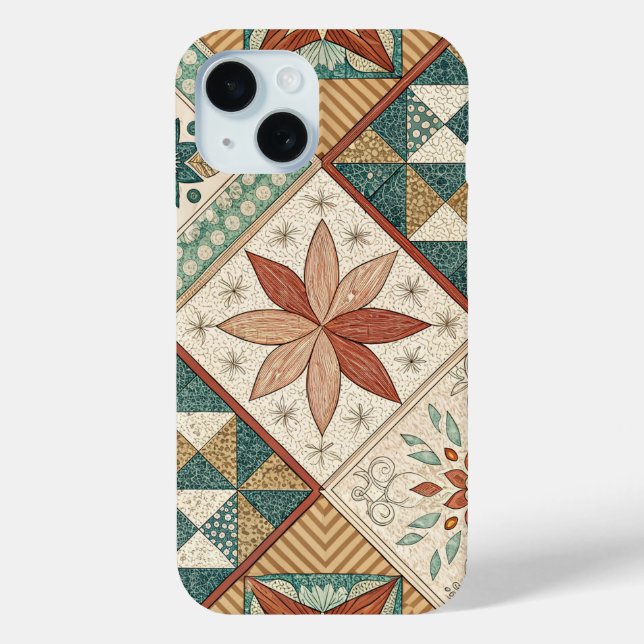Rustic Diamond Patchwork Pattern - Geometric Case-Mate iPhone Hülle (Rückseite)