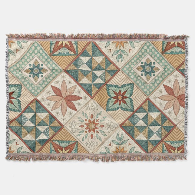 Rustic Diamond Patchwork Pattern - Geometric Decke (Vorderseite)