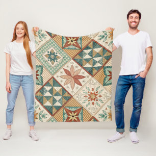 Rustic Diamond Patchwork Pattern - Geometric Fleecedecke