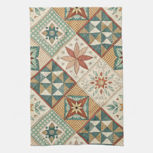 Rustic Diamond Patchwork Pattern - Geometric Geschirrtuch