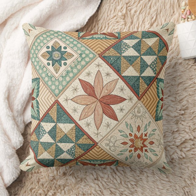 Rustic Diamond Patchwork Pattern - Geometric Kissen (Decke)