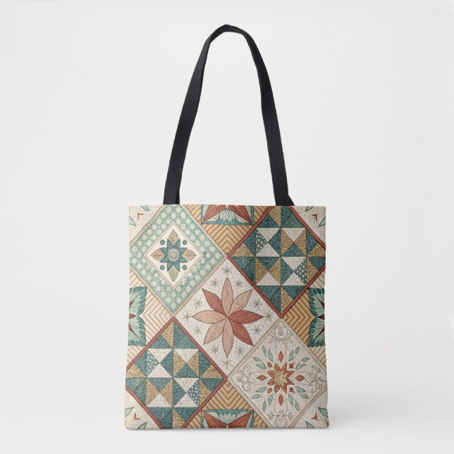 Rustic Diamond Patchwork Pattern - Geometric Tasche (Vorderseite)