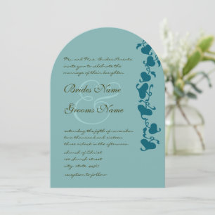 Rustic Die Cut Aqua Blue Hearts Faire-part de mari