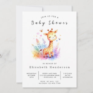 Rustic Digital Giraffe Baby Dusche Einladung