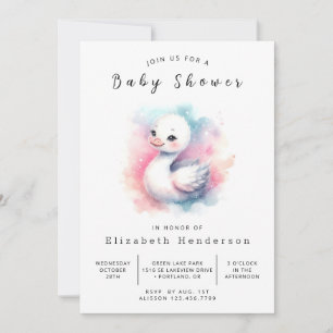 Rustic Digital Swan Baby Dusche Einladung