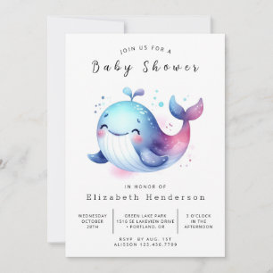 Rustic Digital Whale Baby Dusche Einladung