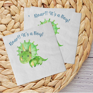 Rustic Dinosaur Baby Shower Boy Napkin Serviette