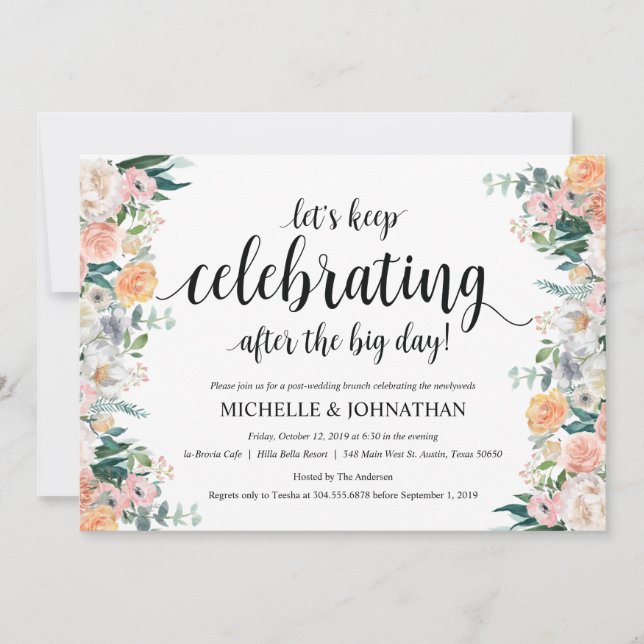 Rustic Dusk Post Mariage Brunch Invitation Card (Devant)