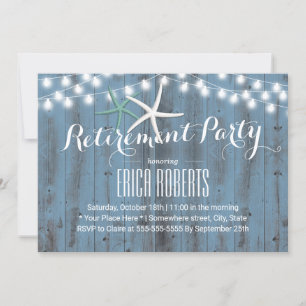 Rustic Dusty Blue Beach Starfish Party Einladung
