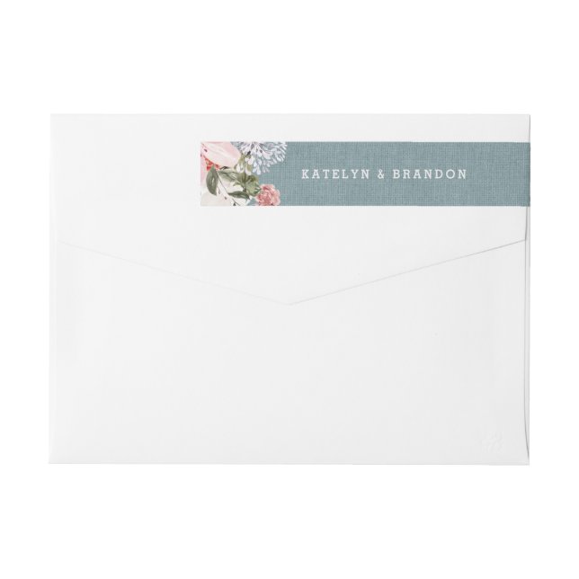 Rustic Dusty Blue Burlap Wedding Rücksendeadresse (Rückseite)