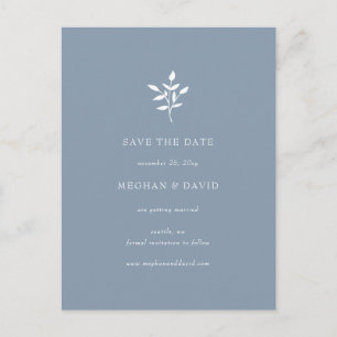 Rustic Dusty Blue Einfach botanisch Save the Date Ankündigungspostkarte