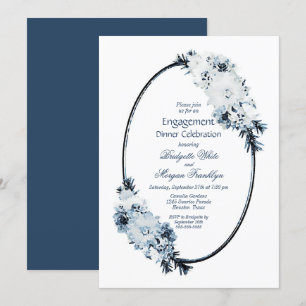 Rustic Dusty Blue Floral Verlobung Dinner Party Einladung