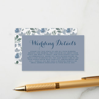 Rustic Dusty Blue Floral Wedding Details Enclosur Begleitkarte