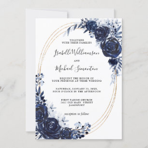 Rustic Dusty Blue Floral Wedding Einladung