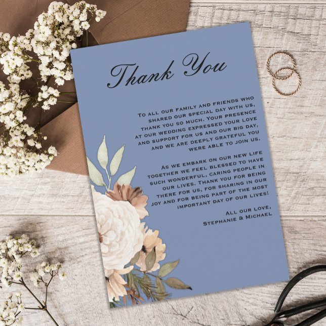 Rustic Dusty Blue Floral Wedding Guest Danke (Von Creator hochgeladen)