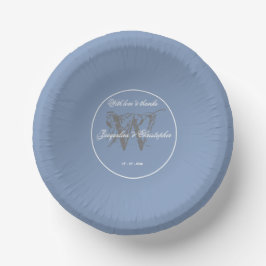 Rustic Dusty Blue & Gray Wedding Elegant Monogram Pappteller
