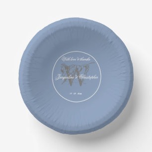Rustic Dusty Blue & Gray Wedding Elegant Monogram Pappteller