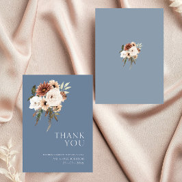 Rustic Dusty Blue Peach Floral Wedding Vielen Dank Dankeskarte