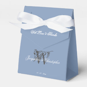 Rustic Dusty Blue Simple Chic Monogram Wedding Geschenkschachtel