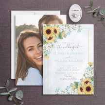 Rustic Dusty Blue Sonnenblume Foto Hochzeit