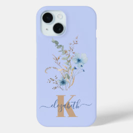 rustic dusty Blue watercolor flower bouquet Case-Mate iPhone Hülle