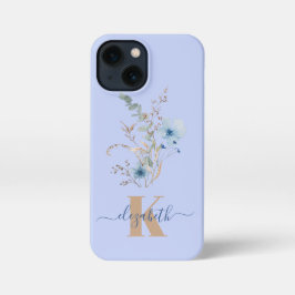 rustic dusty Blue watercolor flower bouquet iPhone 13 Mini Hülle