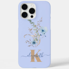 rustic dusty Blue watercolor flower bouquet iPhone 16 Pro Max Hülle