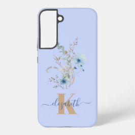 rustic dusty Blue watercolor flower bouquet Samsung Galaxy Hülle