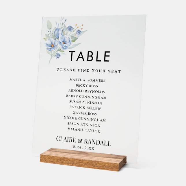 rustic dusty blue watercolor flowers & leaves (Angle)