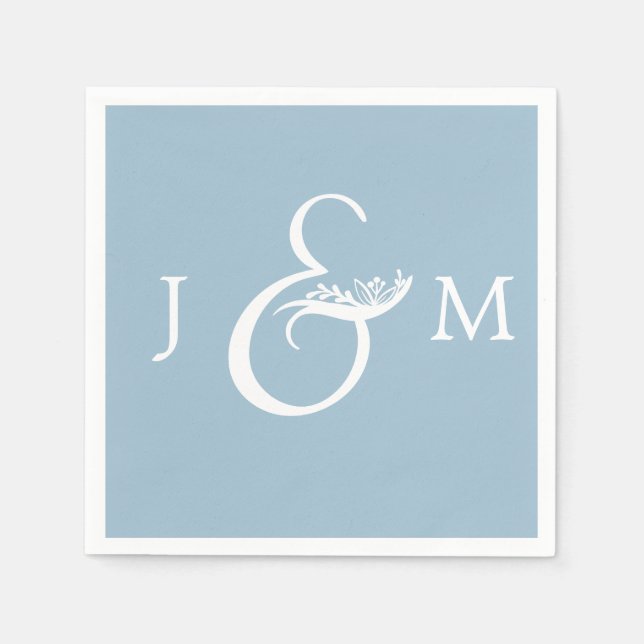 Rustic Dusty Blue Wedding Cocktail Napkin Serviette (Vorderseite)