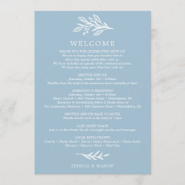 Rustic Dusty Blue Wedding Itinerary - Willkommen Programm