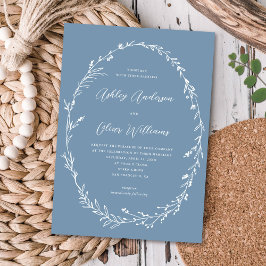 Rustic Dusty Blue Wildblume Wreath Wedding Einladung