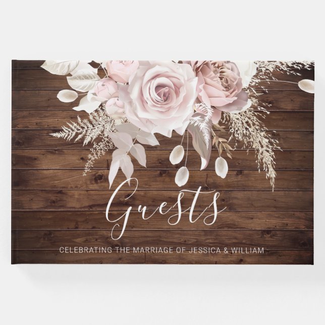Rustic Dusty Rose & Blush Floral Wedding  Gästebuch (Vorderseite)