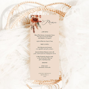 Rustic Earth & Champagne Florals - Beige Menü Menükarte