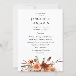Rustic Earth & Champagne Florals Hochzeitsprogramm Einladung